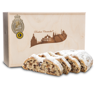 2000g Original Dresdner Christstollen in Premium Holztruhe