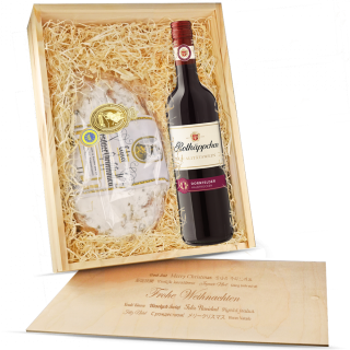 Präsentkiste "Stollen & Rotkäppchen Dornfelder Rotwein"