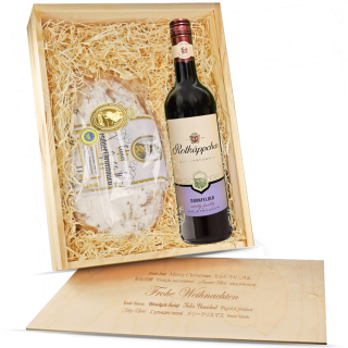 Präsentkiste "Stollen & Rotkäppchen Dornfelder Rotwein"
