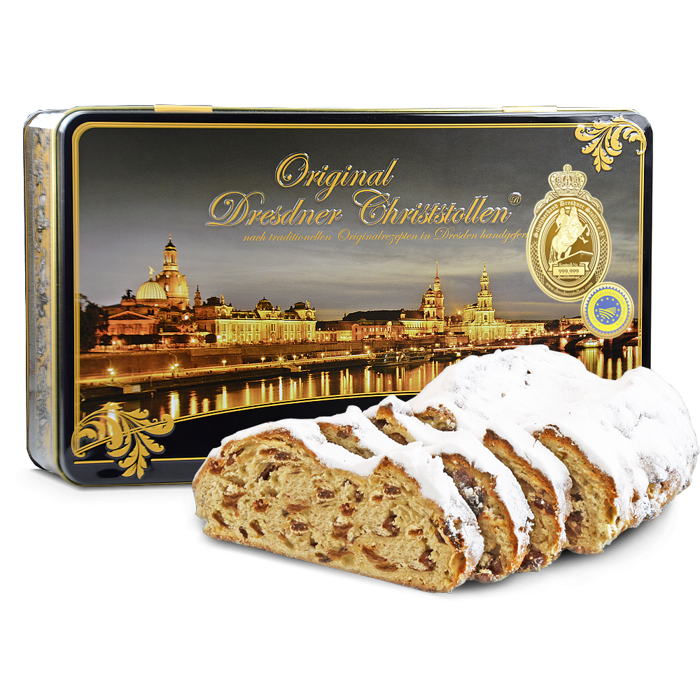 1000g Original Dresdner Christstollen ® in Geschenkdose "Königliche